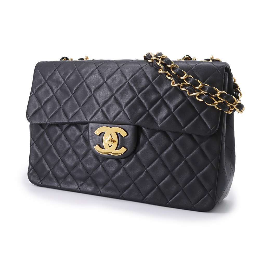 CHANEL Big Matelasse Chain Shoulder Bag Coco Mark Lambskin Black